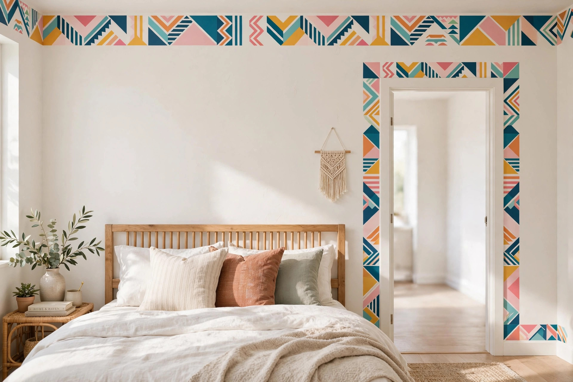 Washi tape accent border along a wall